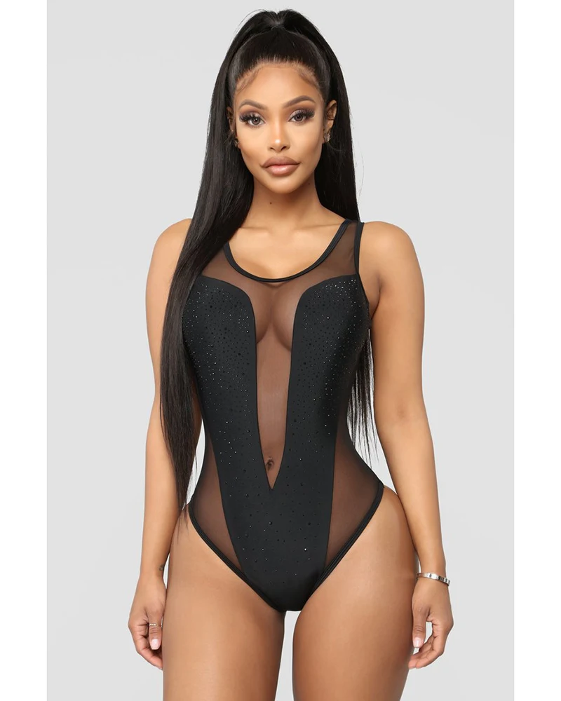 

2019 Sexy Women One Piece Swimsuit Summer Mesh Monokini No Pad Swimwear Beachwear Backless Bathing Suit Swimming Costume
