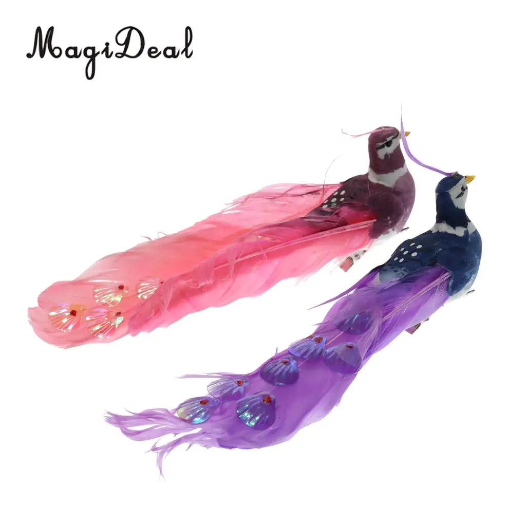 MagiDeal 2Pcs/Set Artificial Birds Feathered Statue Figurine Model Home Lawn Garden Decor Ornament Craft Miniatures Gift