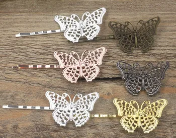 

25x40mm Blank Bobby Pins Hairpin Bases Vintage Filigree Butterfly Hair Clips Findings Hair Accessories for Women Hair Headwear