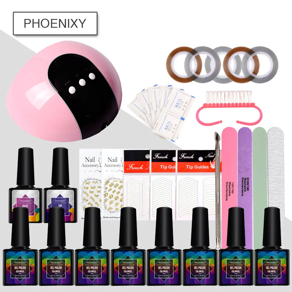 

Manicure Set 24w LED Lamp For Nail 8Pcs 8ml Nail Gel Polish Soak Off Gel Varnish Lacquer Manicure Art Tools Gel Nail Polish Set