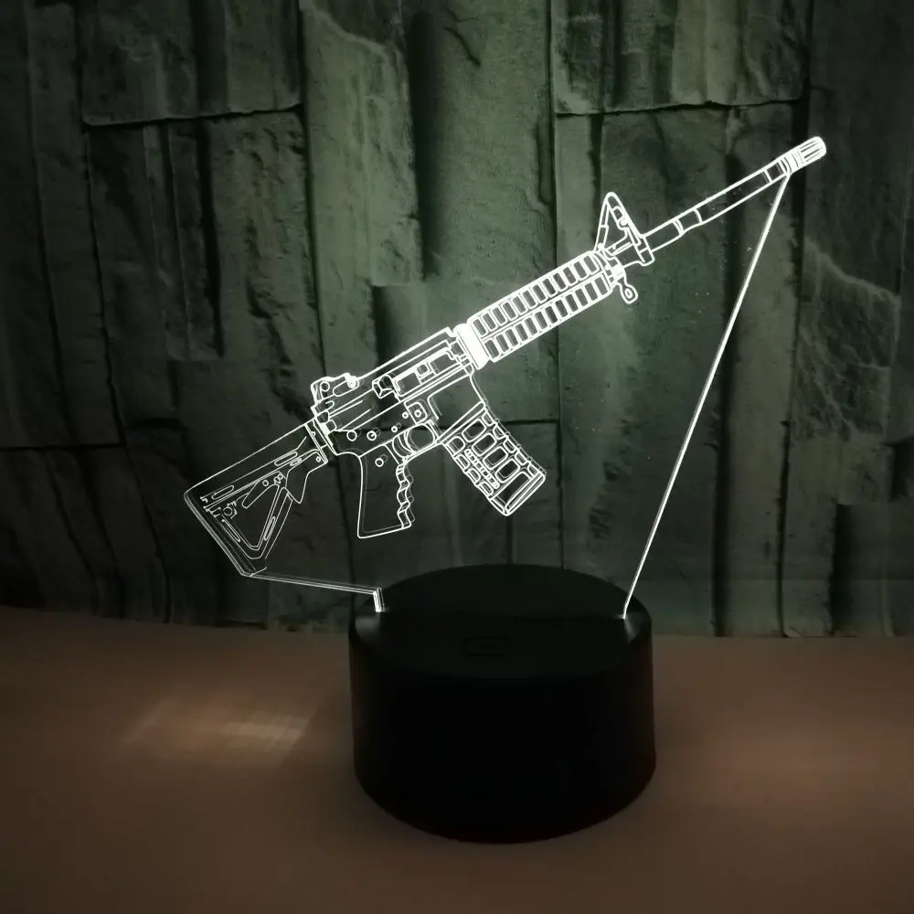 Настольная Светодиодная лампа 3d в виде пистолета ночсветильник с сенсорным