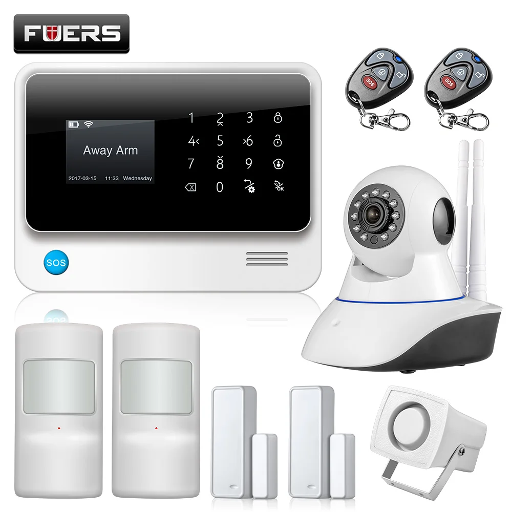 

FUERS 2.4G WiFi GSM GPRS 3GG90B Wireless Home Security alarm system kit Support multiple language switching