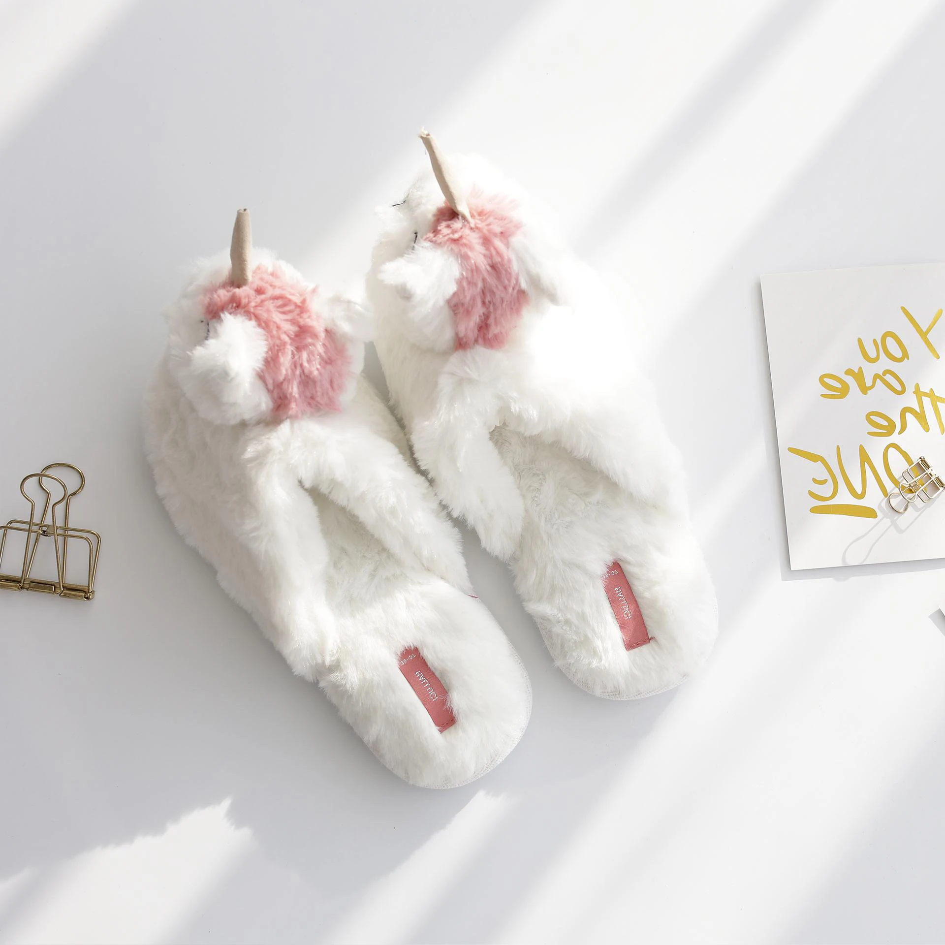 Женские зимние хлопковые тапочки с единорогом Pantufa Unicornio Домашние теплые