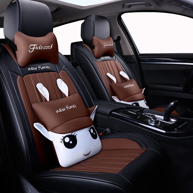 

Cartoon Leather car seat cover For Toyota Corolla Camry Rav4 Auris Prius Yalis Avensis SUV auto accessories car sticker cushion