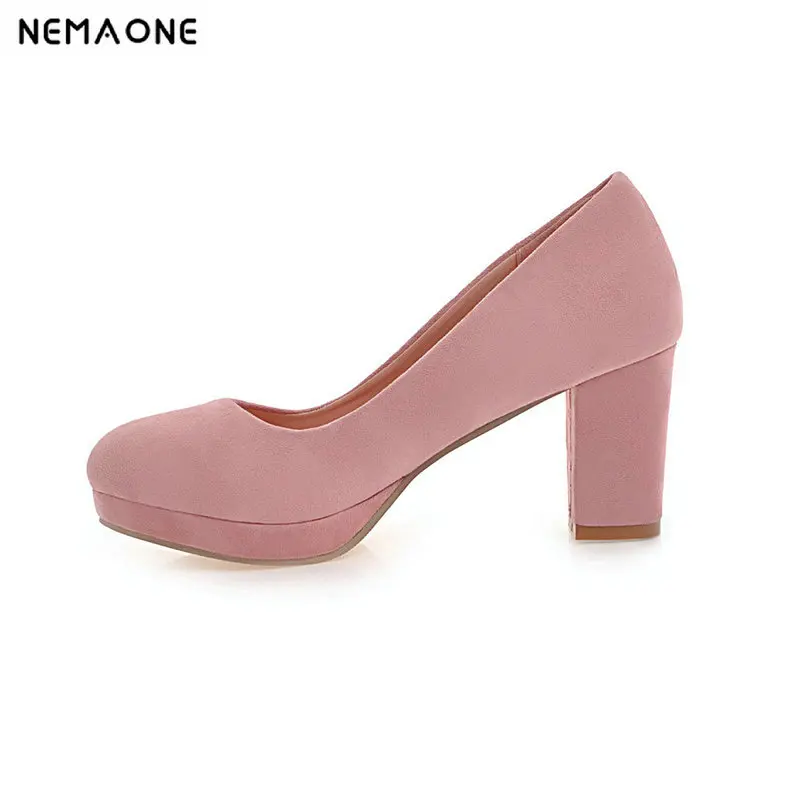 

2019 Sexy Ankle High Heels Autumn Flock Round Toe High Heels Female Platform Summer Shoes Women Pumps Sandals Size 34-43