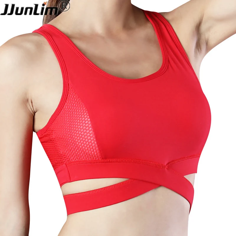 Women Sexy Sport Bra Cross Top Shakproof Padded Sports Bra Women Push Up Running Gym Fitness