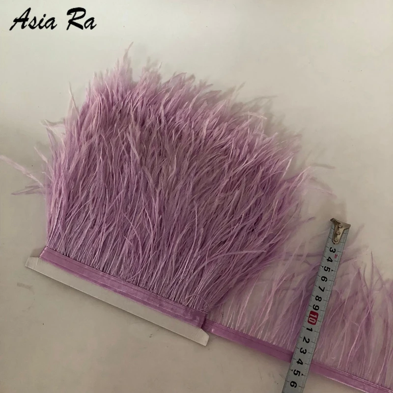 

10meter/lot Fragrant purple Color Dyed high quality ostrich feather trims trimming sewing on satin ribbon 13-15cm 5-6inch width