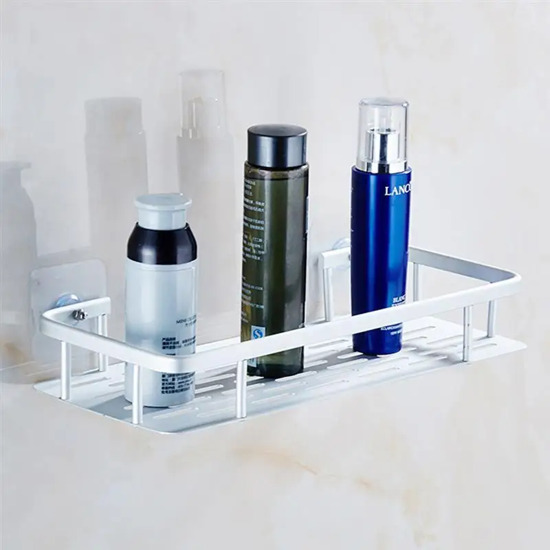 Aluminum Bathroom Shelf Kitchen Storage Shelf Sucking Disc Rack Luxury Cosmetic Storage Shelf Holder Bathroom Organizer