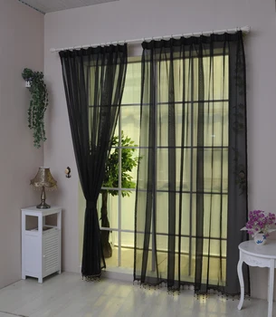 

freeshipping window screening curtain, black voile/yarn sheer curtains for home