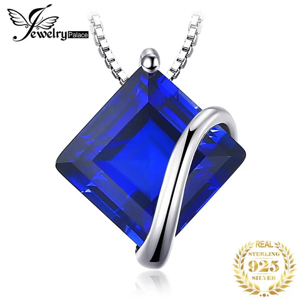 Jewelrypalace классический 3.3ct площади созданный Сапфир Подвеска стерлингового