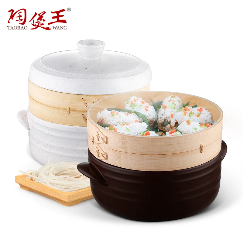 3.2L Chinese Ceramic Steamer Pots Enamelled Thermal Cooker Pots Heat