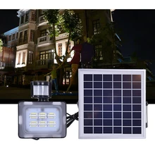20 Вт Светодиодный прожектор светильник на солнечной батарее с движения PIR Сенсор SMD 5730 DC12V 24V 2400LM 6000 K-6500 K холодный белый прожектор светильник напольный светильник Инж