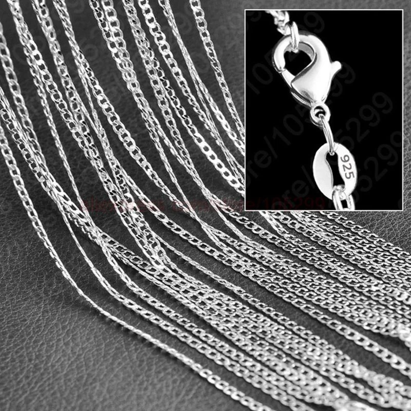 925 Sterling Silver Chains 10pcs/lot 1630 Inches Women Curb Chain Fine