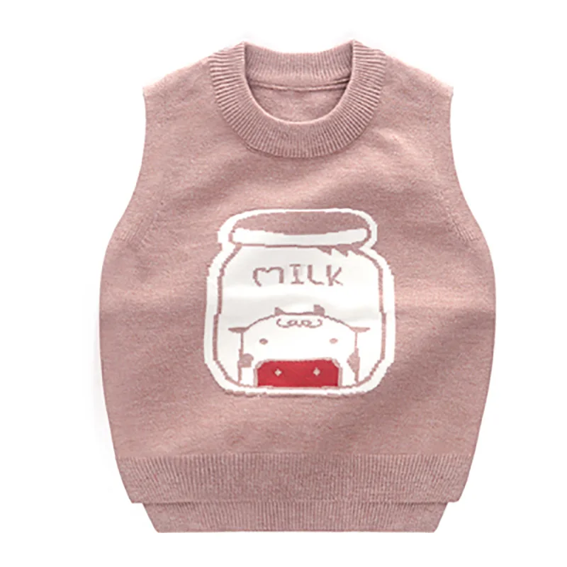 SLKMSWMDJ new autumn and winter children's sweater vest boy girl knit sweater cute cartoon pattern baby comfort vest 15 colors - Цвет: NO4