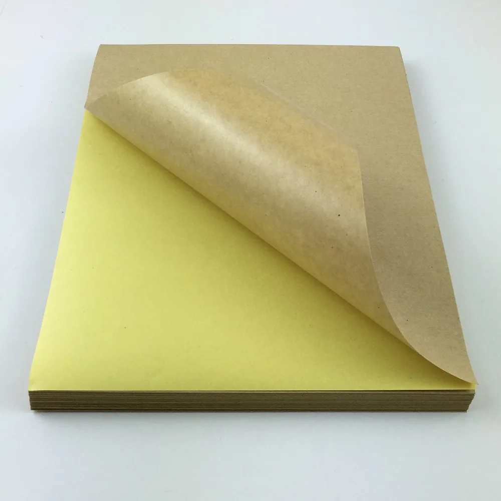 100PC/Lot Kraft A4 Sticker Labels Blank Packing Stickers Paper Self