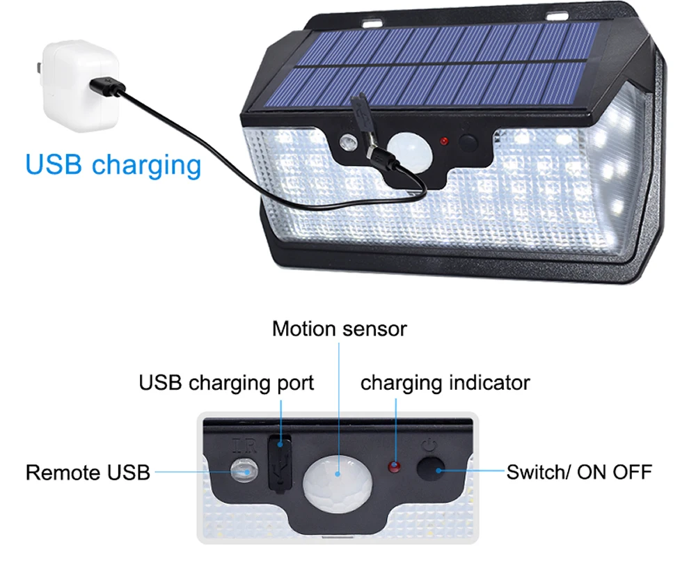 KDL Led-Солнечный-сад-настенный светильник датчик движения-уличные Водонепроницаемые 3 боковых освещения 55 Led новейший Ip65