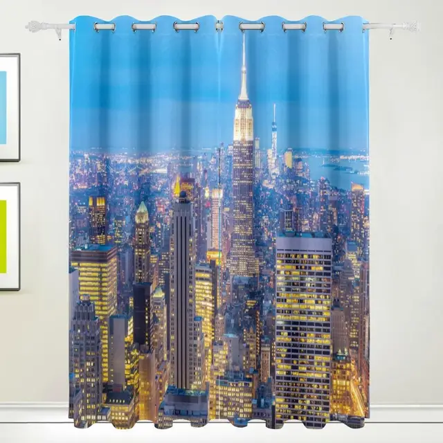 New York City Wolkenkrabbers Schemering Gordijn Gordijnen Panelen ... New York City Wolkenkrabbers Schemering Gordijn Gordijnen Panelen ...
