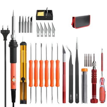 

220V 60W Electric Soldering Iron Kit Screwdriver Tweezers Tin Wire Desoldering Pump Knife Welding Repair Tools EU Plu
