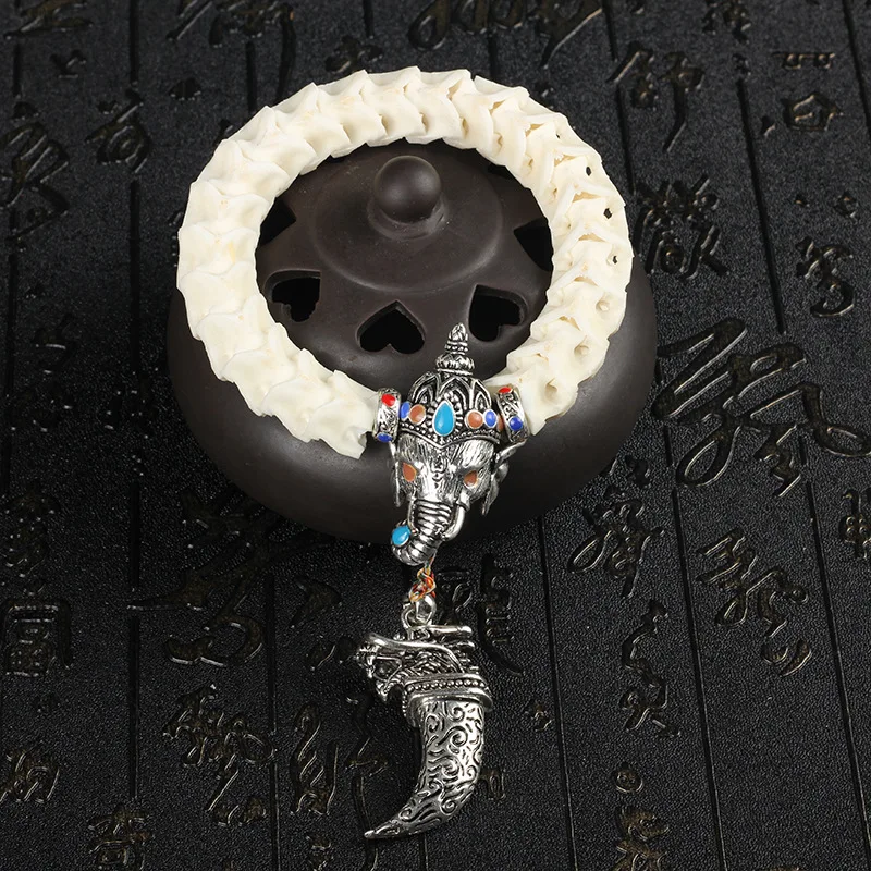 Preise Natürliche Schlange Knochen Perlen Armbänder Tibetischen Silber Elefanten Und Zahn Mit Chinesischen Cloisonné Vintage Stil Perlen Schmuck