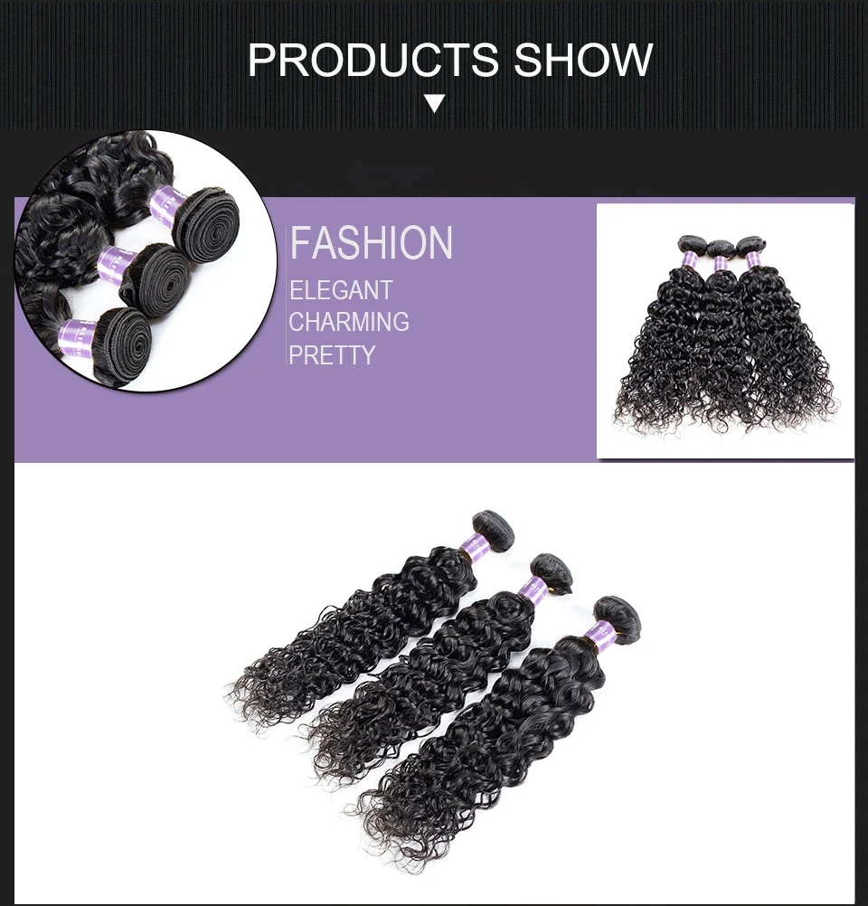 ALIMICE Malaysian Water Wave 3 Bundles Human Hair Extensions Natural Color#1B 8-30 Inch Non Remy Hair Weaves Bundles 3PcsLot  (15)