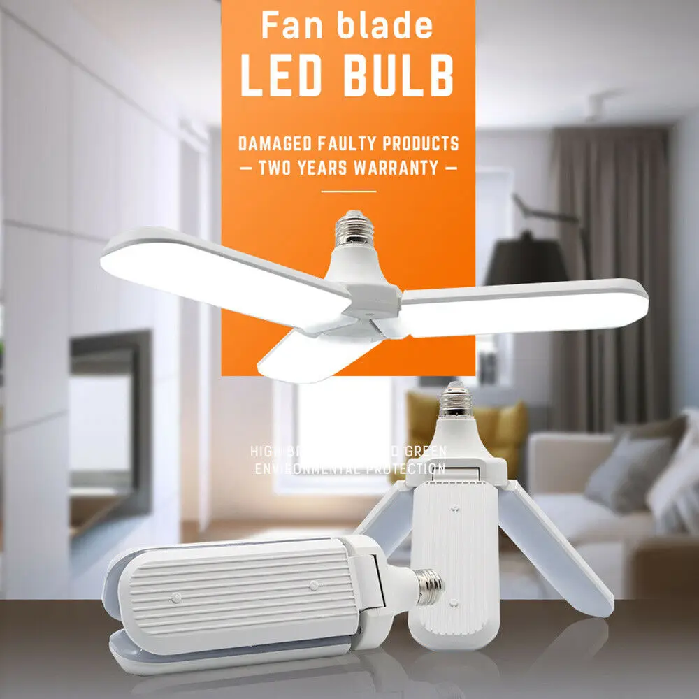 

E27 LED Bulb Folding Garage Constant Current Light 45W Lamp Bulb Fans Shape Adjustable Ceiling Lamp Home Energy Saving light