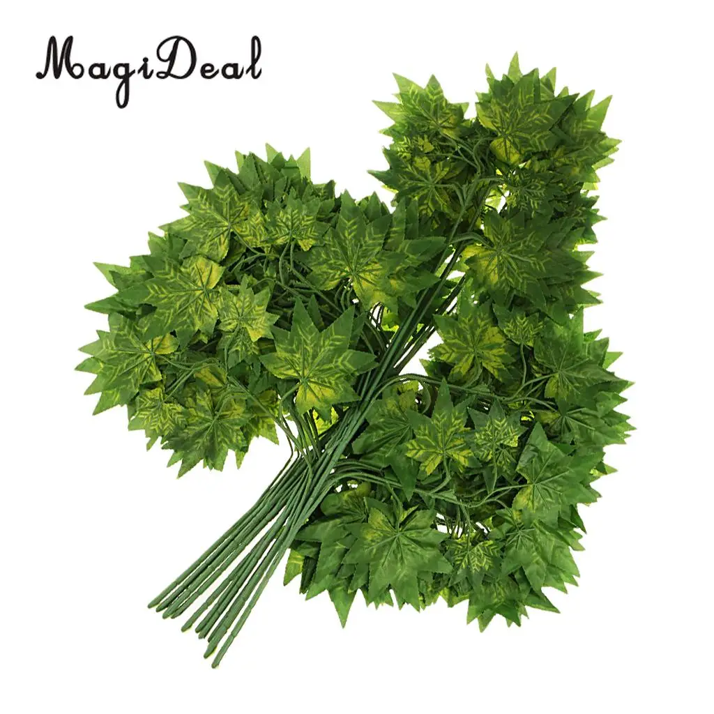 12pcs Artificial Ivy Autumn Maple Leaf Leaves Branches Plants Vine Fake Foliage Flower Home Garden Decorations