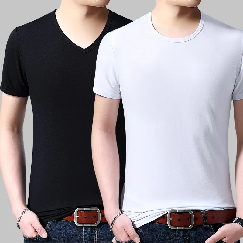 

Summer Men's Men's V-neck Solid T Shirt Color Slim Short Sleeve Men's Youth T-shirt Red White Black T Shirts Boyfriend Gift