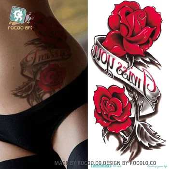 

QC-666/20X10cm Long Colorful High Solution Body Art Red Rose Flowers Circle Design Temporary Fake Flash Tatoo Sticker Taty
