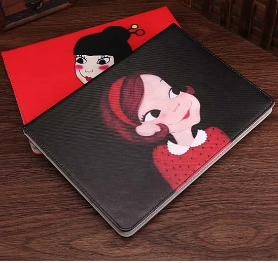 

Hot selling cartoon girl case for Apple Ipad 2/3/4 Ultrathin smart cover PU leather flip protector skin for Ipad4 A1460 A1430