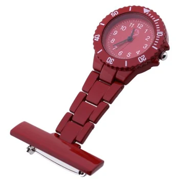 

YCYS Red Quartz Movement Nurse Brooch Fob Tunic Pocket Pendant Watch