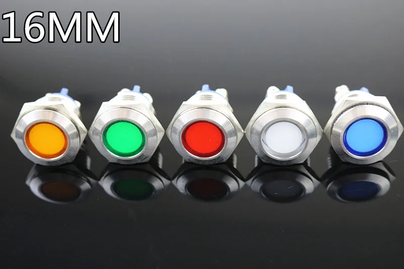

1PCS 24V 220V 16mm metal indicator light signal lamp LED lamp waterproof stainless steel