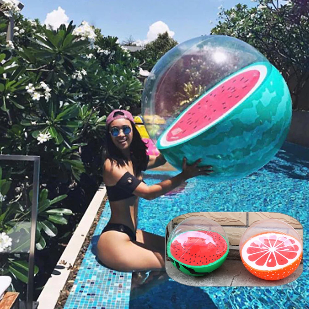 

Inflatable 3D Stereo Ball Beach Water Ball Net Red Water Toy Lemon Watermelon Instagram Hot 2019 New Sale Swimming Ball