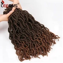 Leeons Faux Locs Curly Crochet Hair 12/18 Inch Nu Locs Ombre Braiding Hair Extension Crochet Braid Synthetic Locs Brown Hair vogue twisted rope braid silver ombre white long synthetic hair extension for women