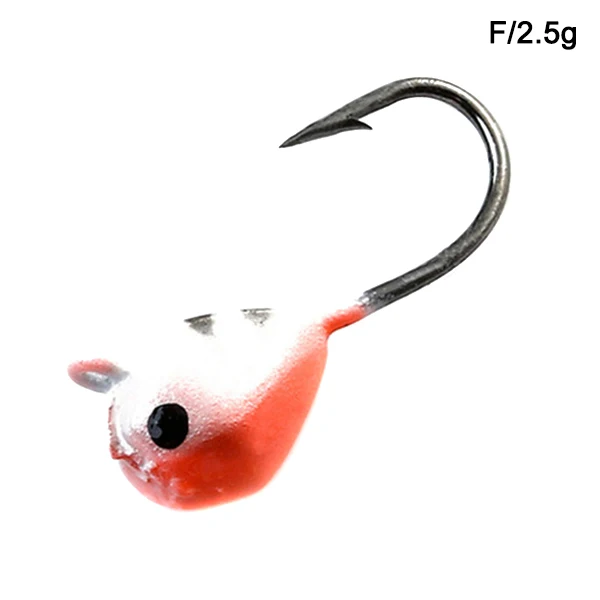 5 Pcs Winter Ice Fishing Hook Lure Mini Metal Bait Fish Head Hook Bait Jigging Fishing Tackle KH889 - Цвет: F 2.5g