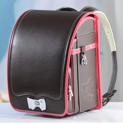 Высококачественная детская школьная сумка из искусственной кожи, брендовый рюкзак для мальчиков и девочек, японская откидная сумка для книг, рюкзак Mochilas Infantis - Цвет: coffee