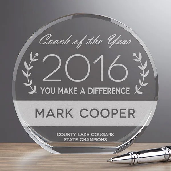 

Personalized Premium Crystal Award Trophy For Your Specail Coach Gift Packing