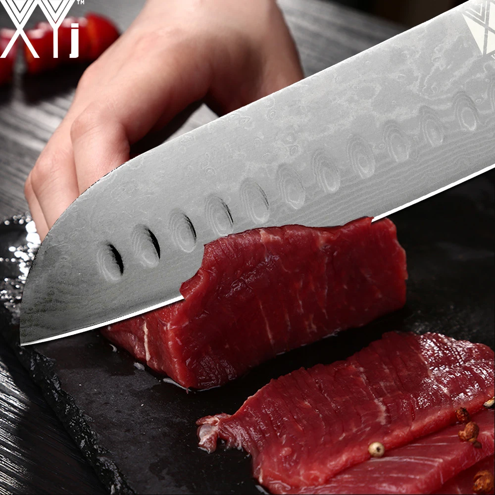 XYj Кухня Ножи ножи из дамасской стали 7 'ƌ 5'' 5 ''шеф повара нож Santoku Sharp VG10