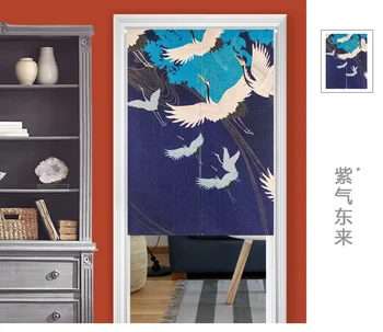 

Japanese Noren Red-crown Crane 85cmx90cm 85x120cm Thicken Door Curtain Japan Portiere Hangings Door for Living Room