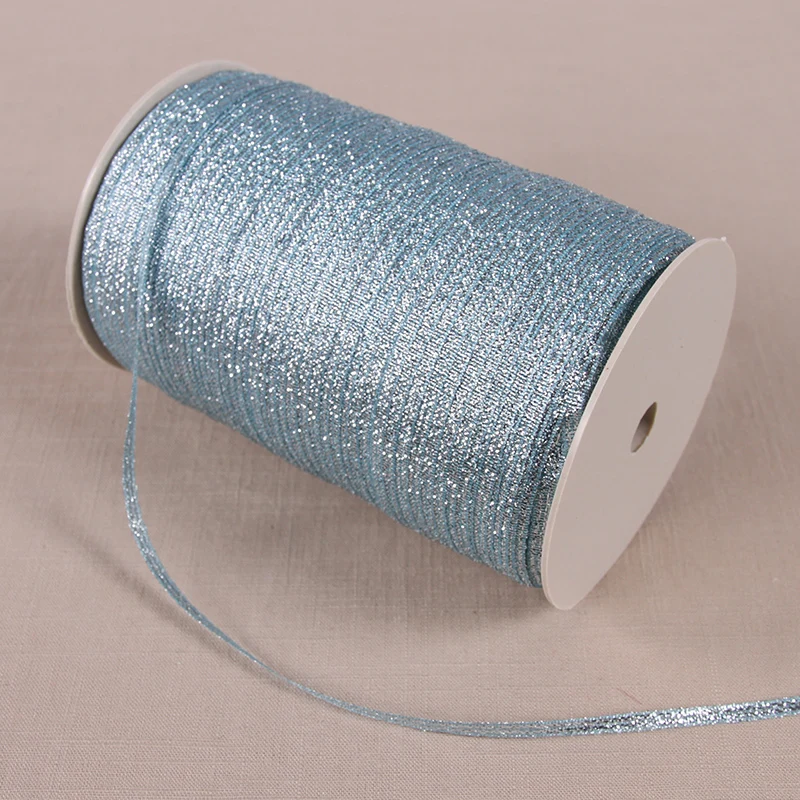 

20 Meters 1/8'' (3mm) Sky Blue Metallic Glitter Ribbon Colorful Gift Package Ribbons Wedding Christmas Embellishment Ribbon