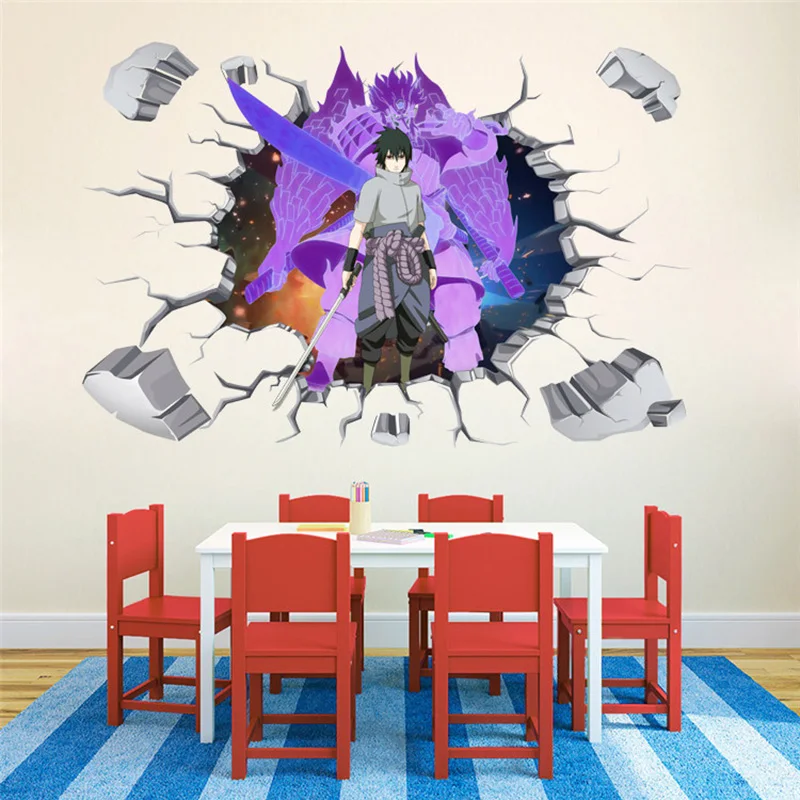 Большой размер! 90*60 см наклейка наруто 3D визуальный эффект обои Uzumaki Наруто Учиха
