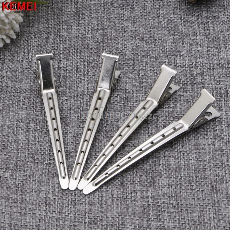 10pcs Hair Clips Stainless Steel Hairdressing Duck Bill Alligator Clips #H027#