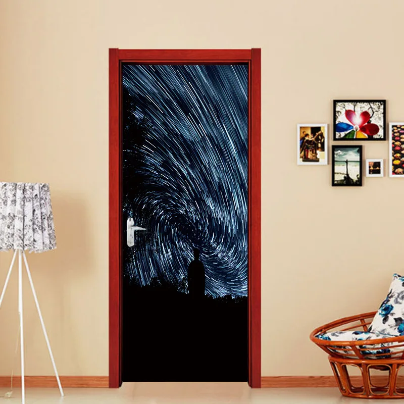 77x200 см красивый пейзаж наклейка на дверь домашний Декор 3D самоклеющиеся водонепроницаемые обои для спальни наклейка-фреска для комнаты