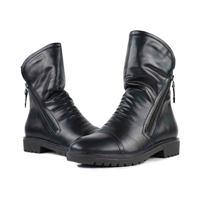 

PU waterproof women leather martin boots fashion black warm winter shoes woman vintage motocycle snow female ankle boots DBT1078