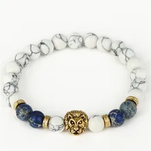 Натуральный белый сосновый синий император камень бусины браслет индивидуальность высокомерие большой Meatball браслет