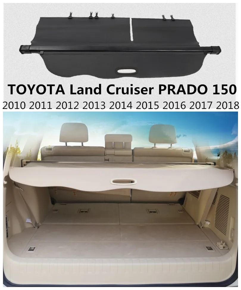 

Car Rear Trunk Security Shield Cargo Cover For TOYOTA Land Cruiser PRADO 150 2010-2018 High Qualit Accessories Black Beige