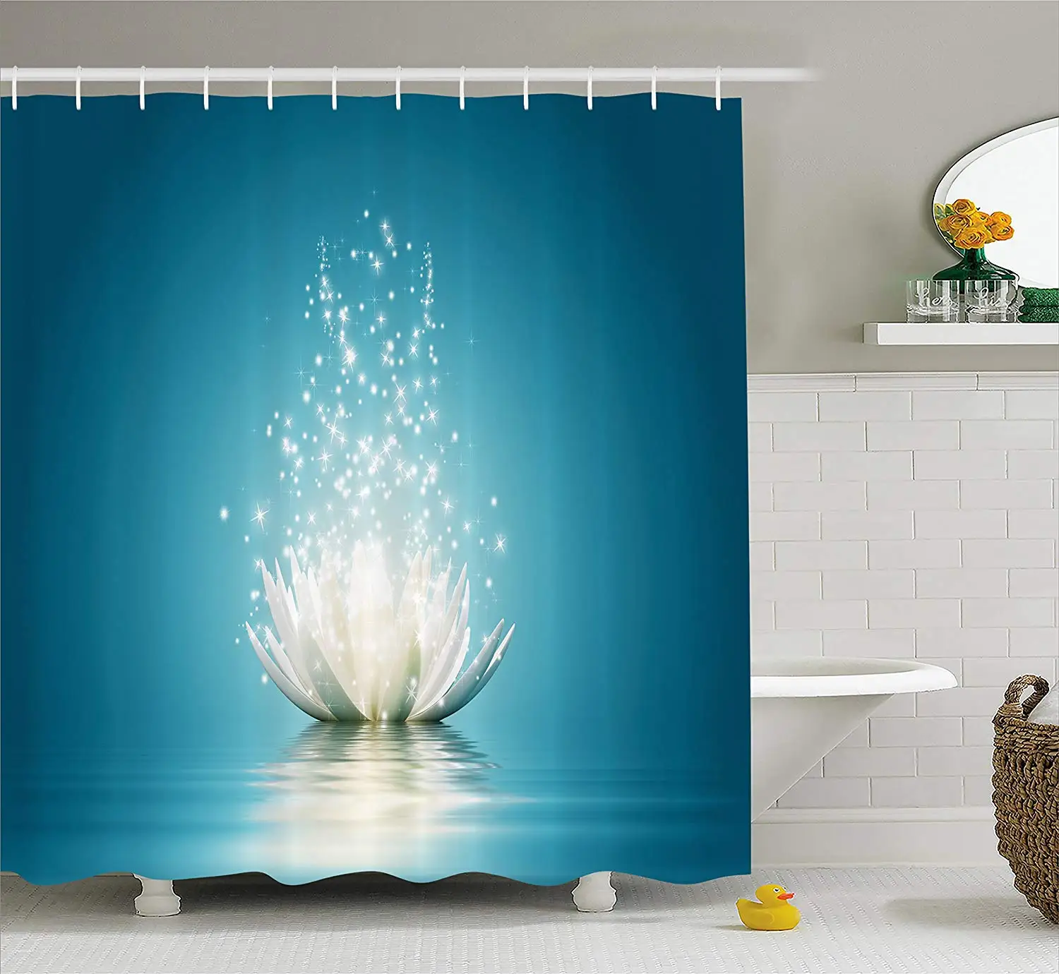 Lotus Shower Curtain by Magic Lotus with Bright Reflections Zen Life
