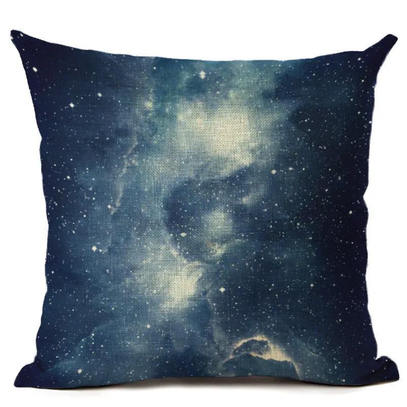 Starry Sky Printed The Galaxy Cushion Cover Linen Throw Pillow Covers Blue Star Pillowcases Cosmos Pillow Case Universe Pillows