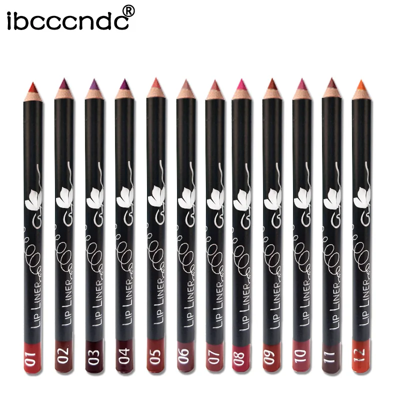Ladies Lipstick Pen 12 Colors Lip Liner Filler Pencil Long Lasting Matt