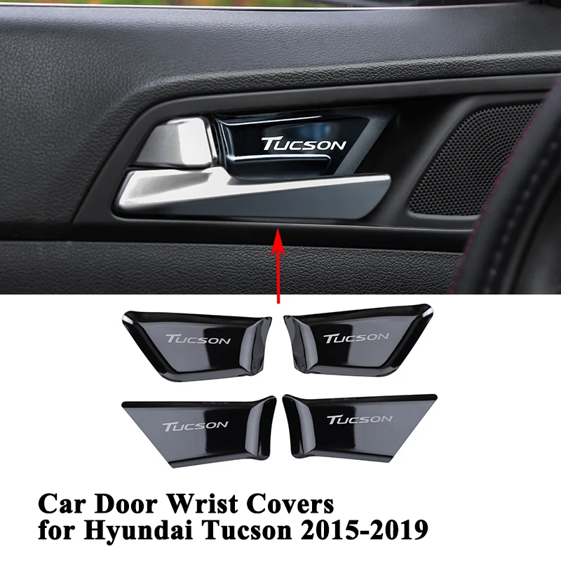 

4pcs/set Car Inner Door Wrist Handle Cover Decoration Styling Logo Trim Sticker Car Accessories for Hyundai Tucson 2015-2019