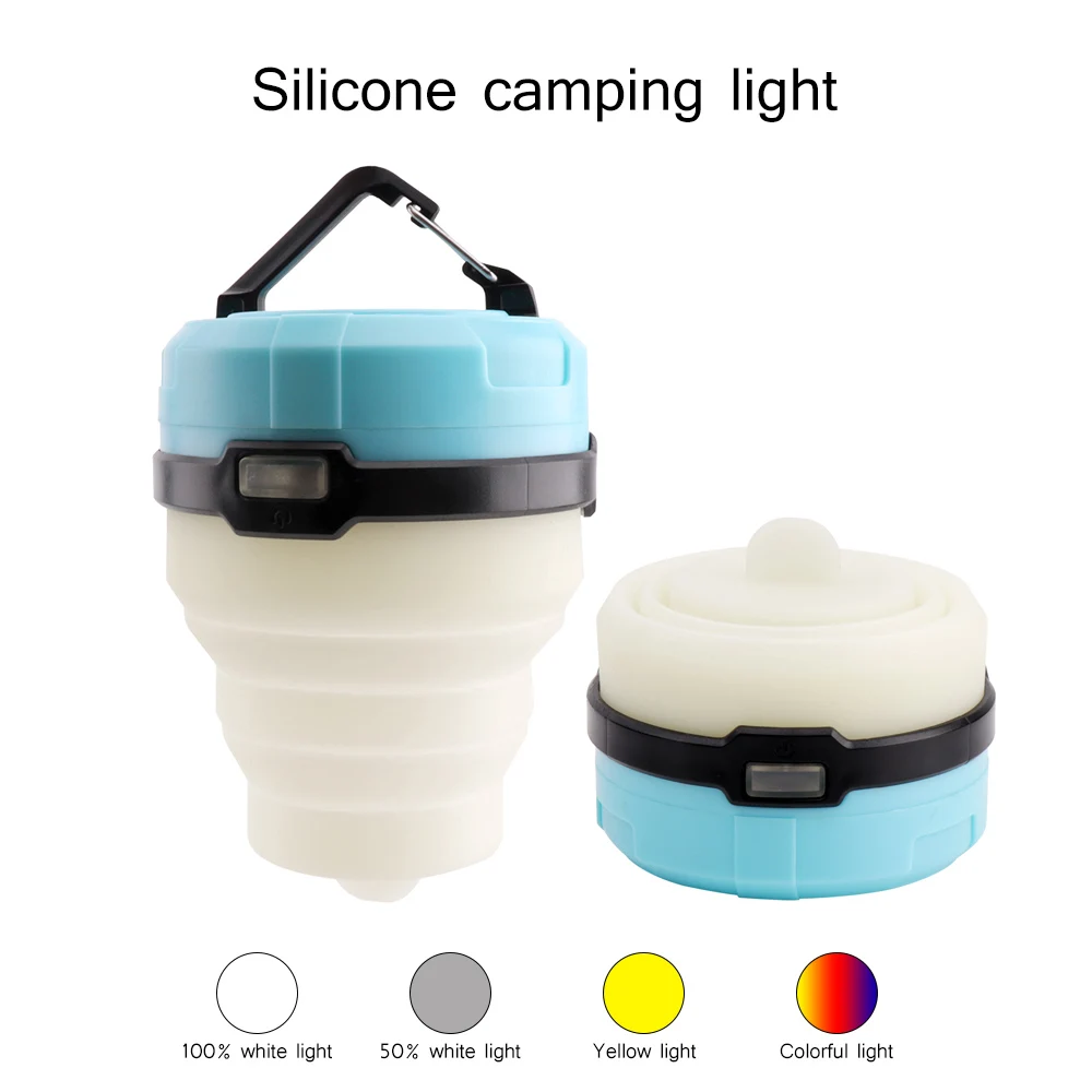 

BORUiT Silicone Retractable LED Lantern Flashlight Portable 4-Mode Camping Light Waterproof Outdoor Tent Light Hook Hanging Lamp